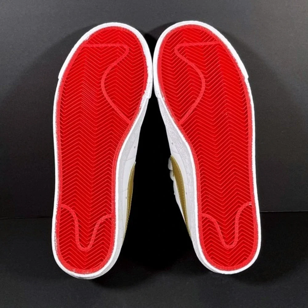 Nike Blazer Low Platform White Gold Red Custom Logo Sneakers Womens Size 5 Shoes